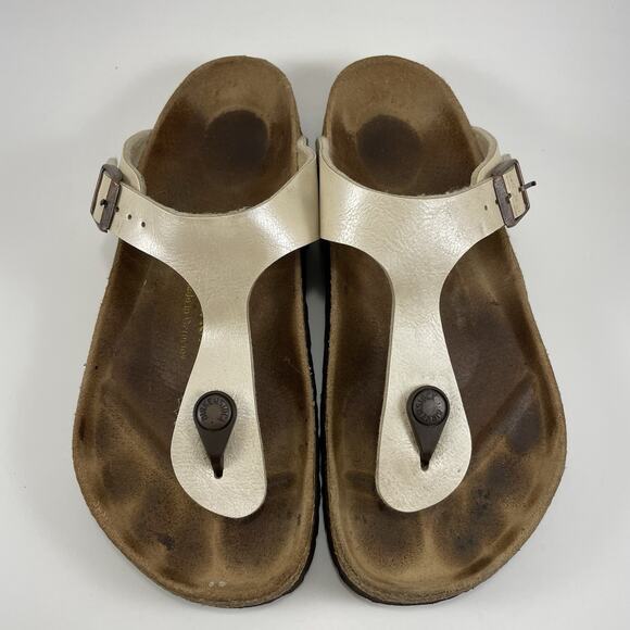 Birkenstock Gizeh Thong Sandals Womens Size 36 US 5-5.5 Beige Pearl Flip Flops - Picture 3 of 9